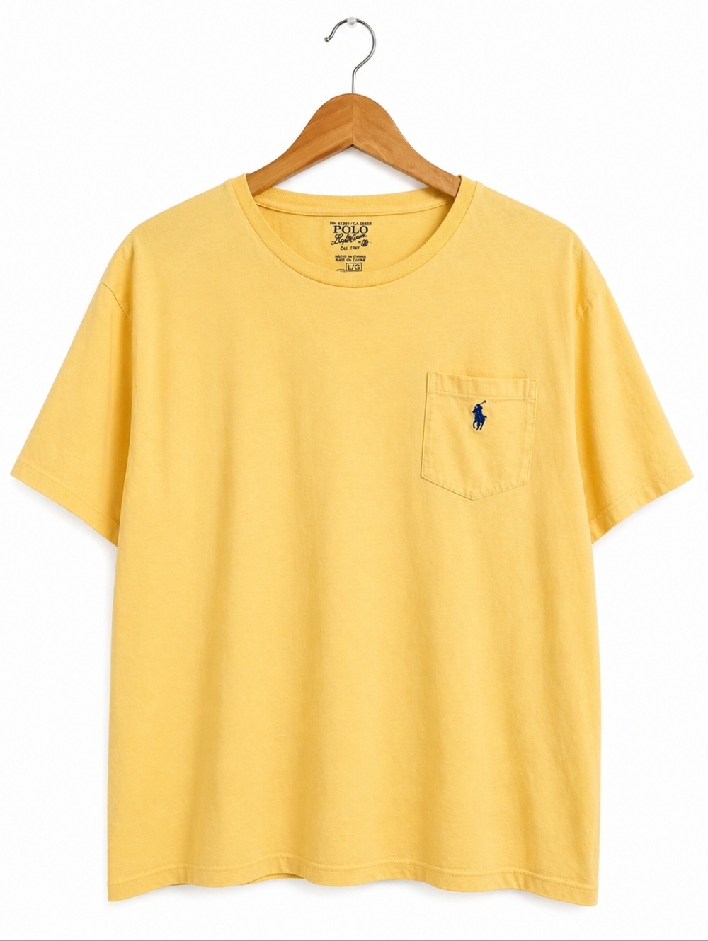 Polo Ralph Lauren Pocket T-Shirt Yellow Size Large Classic Logo Tee
